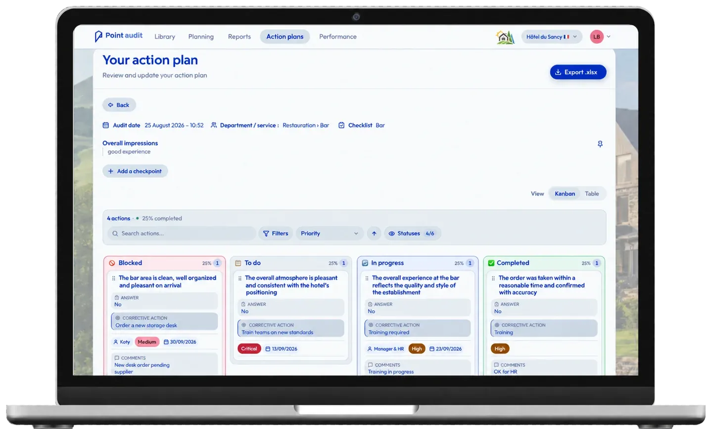 Point Audit action plan preview in English