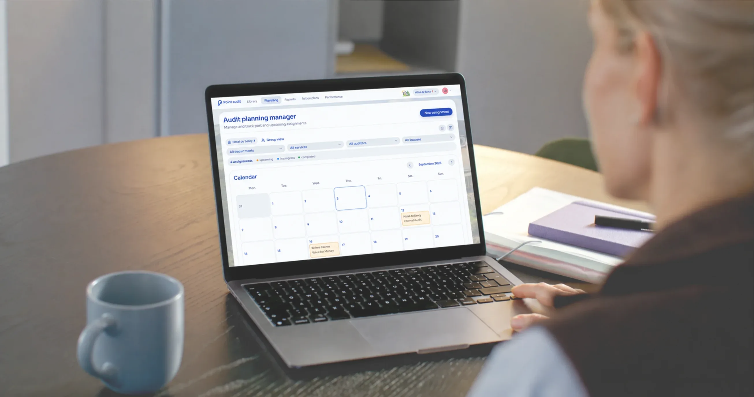 Scheduling an inspection in Point Audit in English